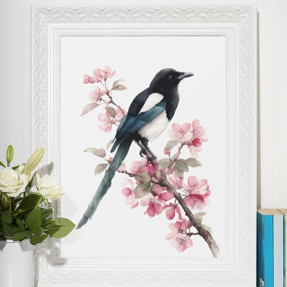 COPY - Watercolor Magpie Bird Wall Art Print, Unframed - Elegant Nature-Inspire… - Picture 5 of 5